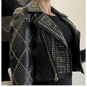 Versace X H&M Studded Leather Jacket Size 4